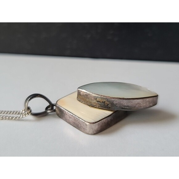 Sandy Baker 925 Sterling Silver MOP Pendant Necklace Vintage - Picture 4 of 10